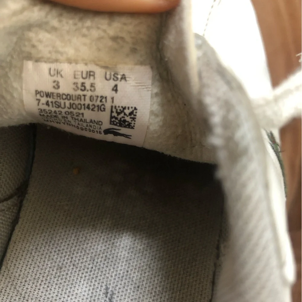 Lacoste Kids' White Sneakers Size 4 Euro 35.5 - Picture 11 of 12
